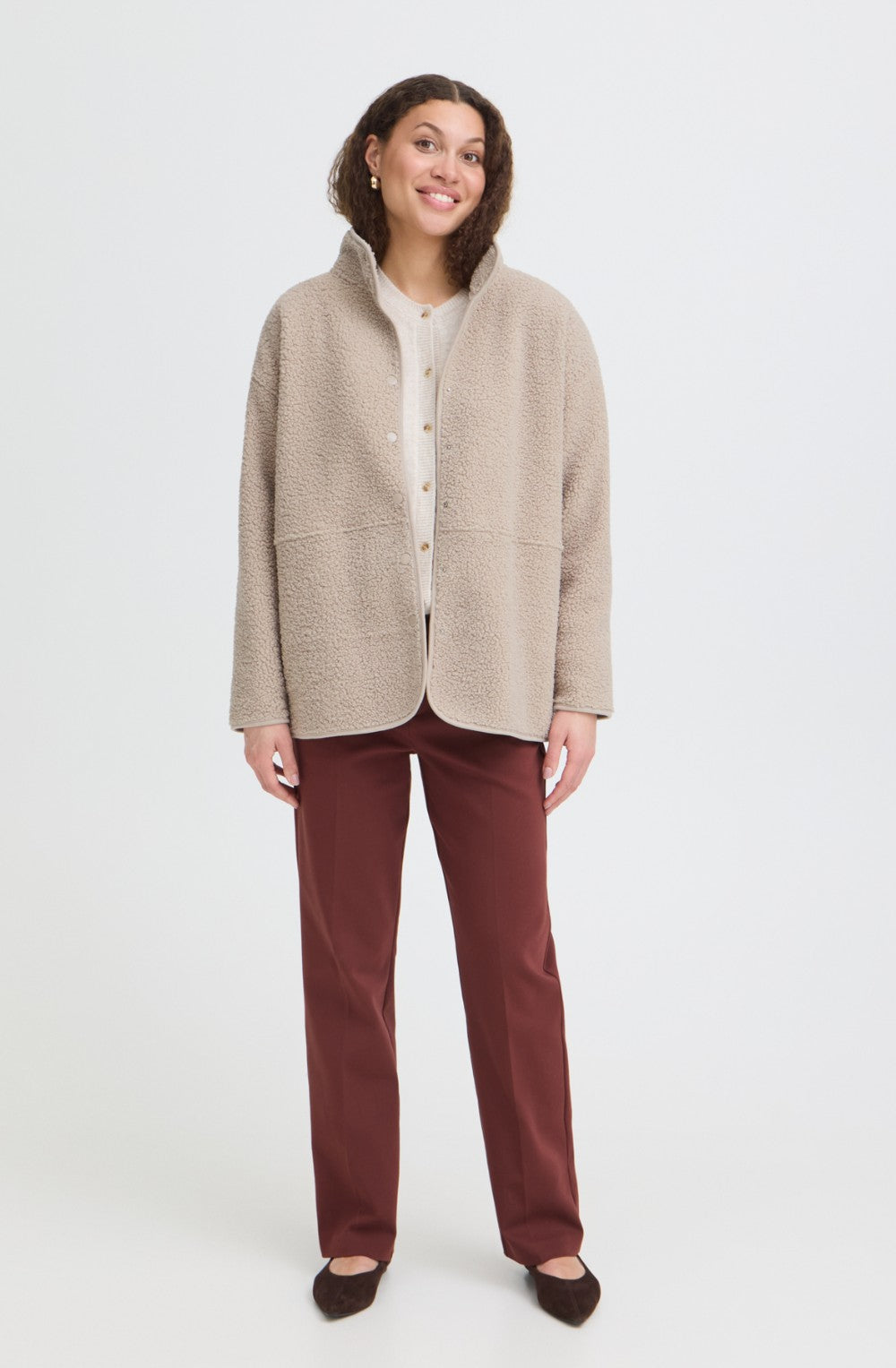 Beige Oversized Teddy Coat