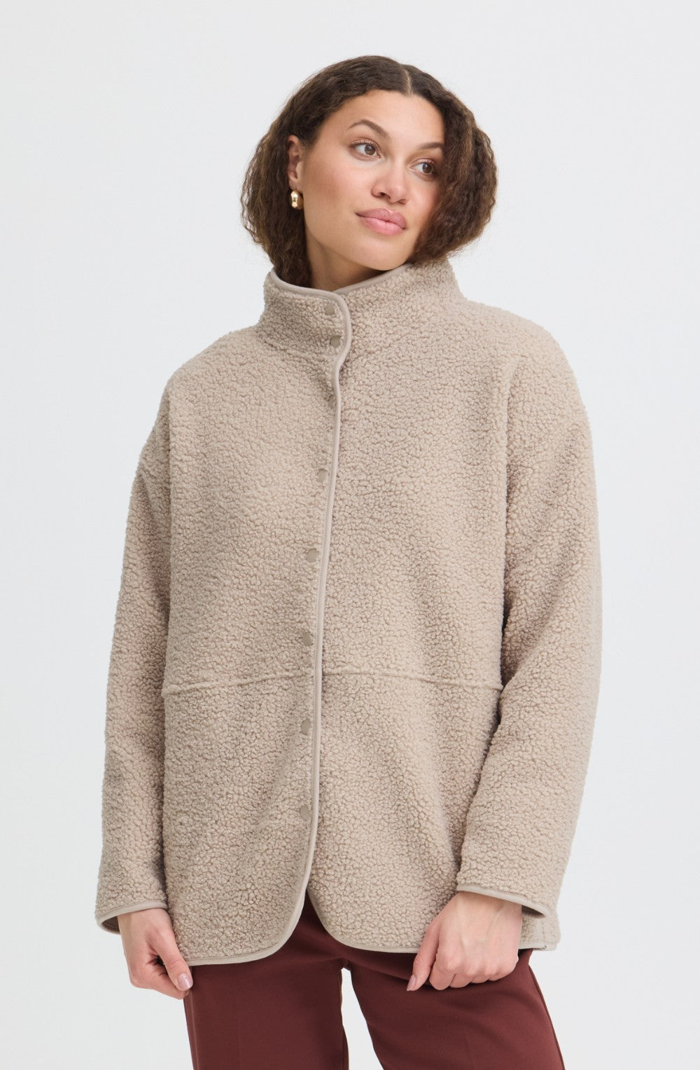 Beige Oversized Teddy Coat