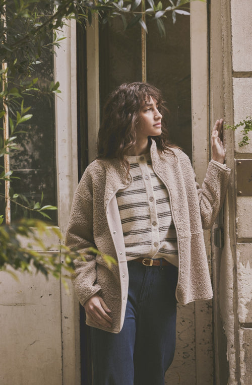 Beige Oversized Teddy Coat