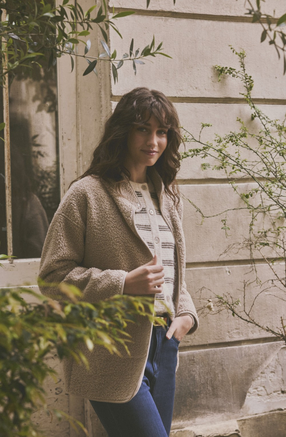 Beige Oversized Teddy Coat