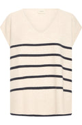 Oatmeal & Navy Striped Fine Knit Slipover