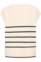 Oatmeal & Navy Striped Fine Knit Slipover