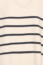 Oatmeal & Navy Striped Fine Knit Slipover