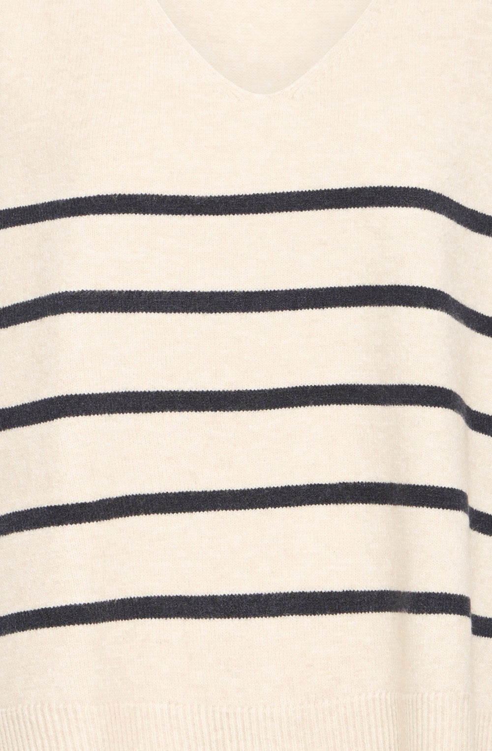 Oatmeal & Navy Striped Fine Knit Slipover