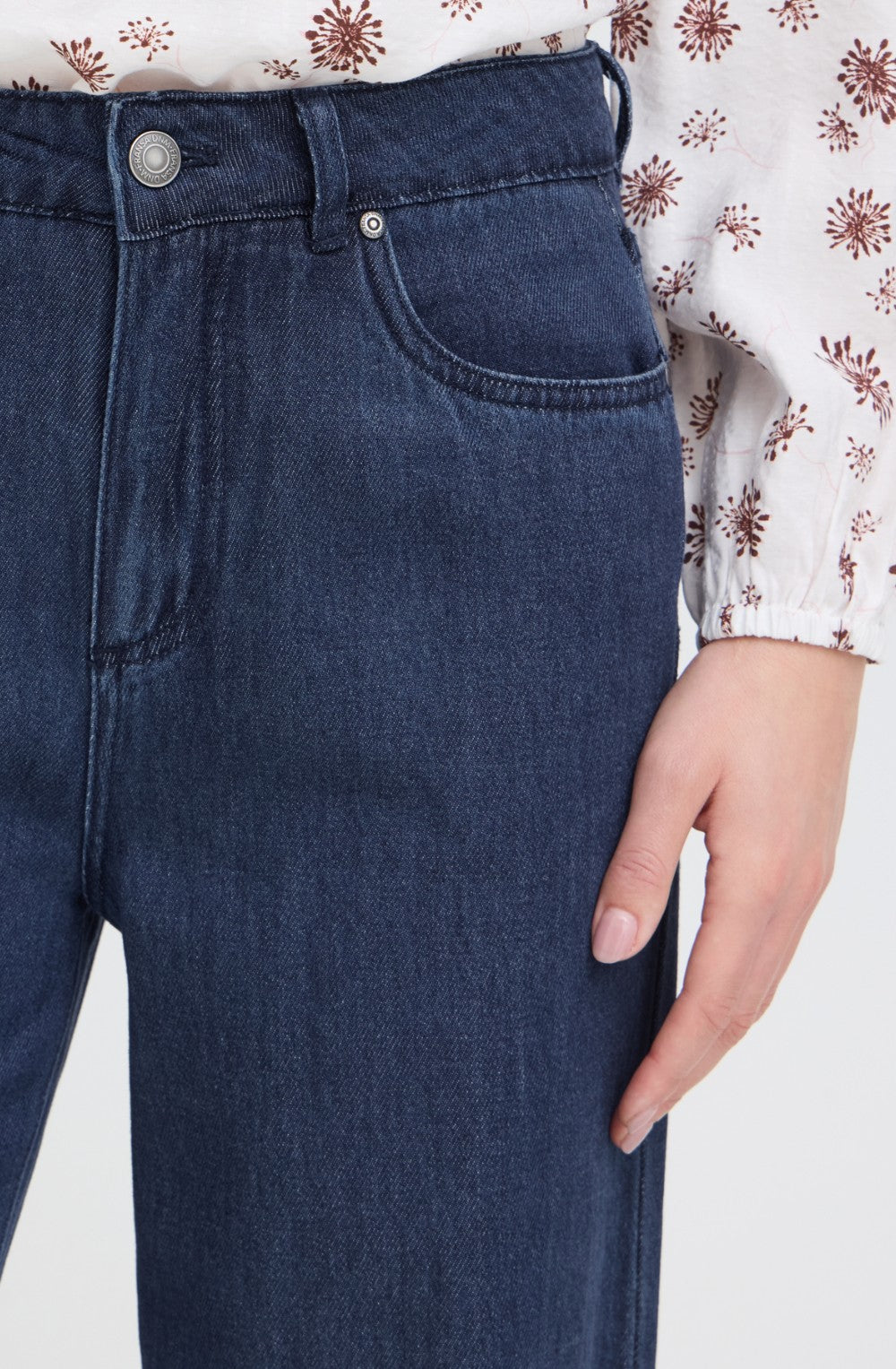 Blue Denim Wide Leg Jeans