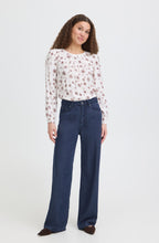Blue Denim Wide Leg Jeans