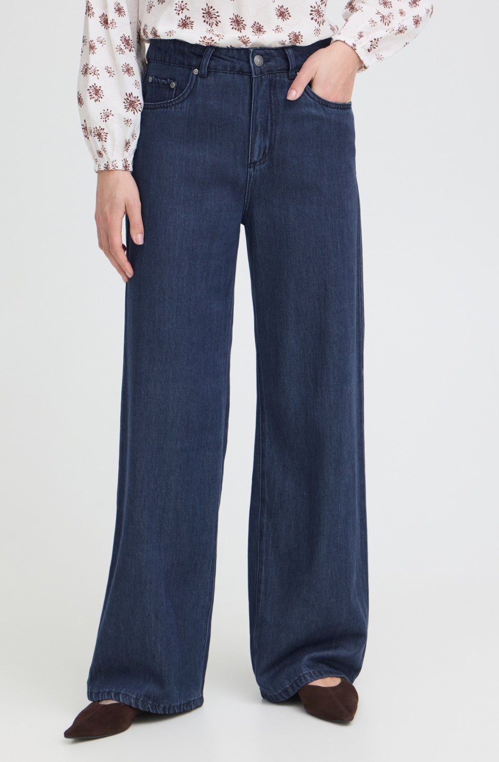 Blue Denim Wide Leg Jeans