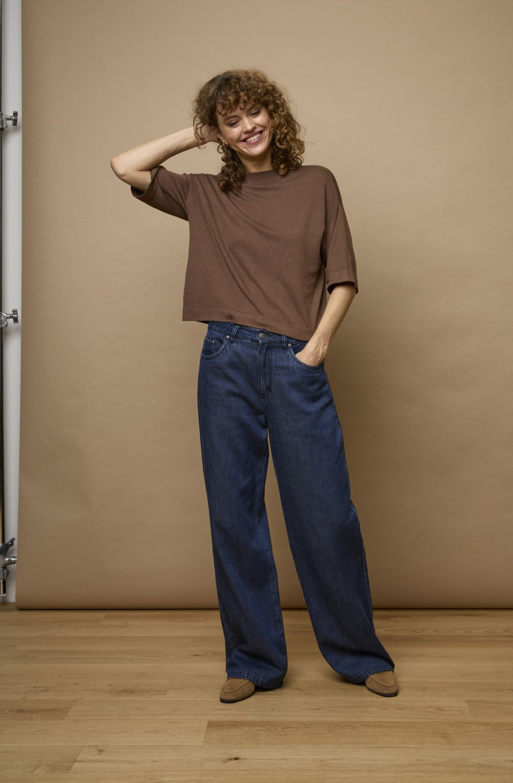 Blue Denim Wide Leg Jeans