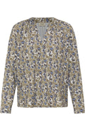 Brown & Blue Floral Print Jersey Blouse