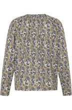 Brown & Blue Floral Print Jersey Blouse