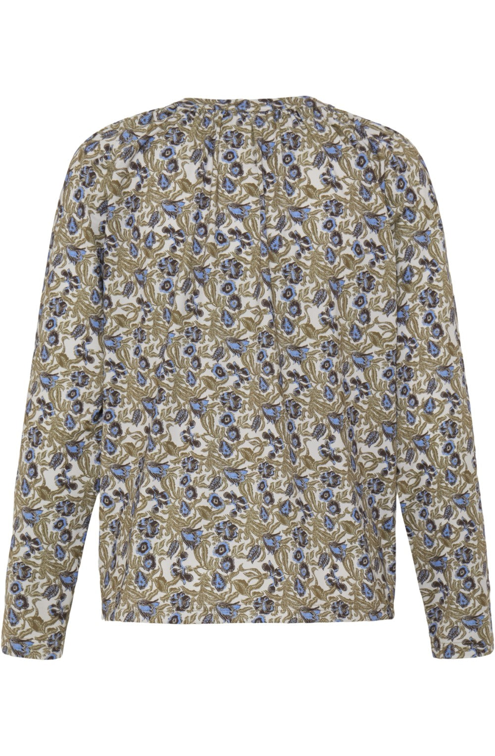 Brown & Blue Floral Print Jersey Blouse