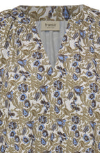 Brown & Blue Floral Print Jersey Blouse