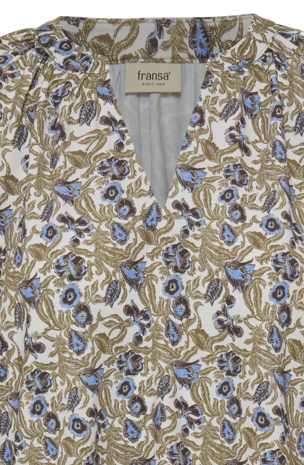 Brown & Blue Floral Print Jersey Blouse