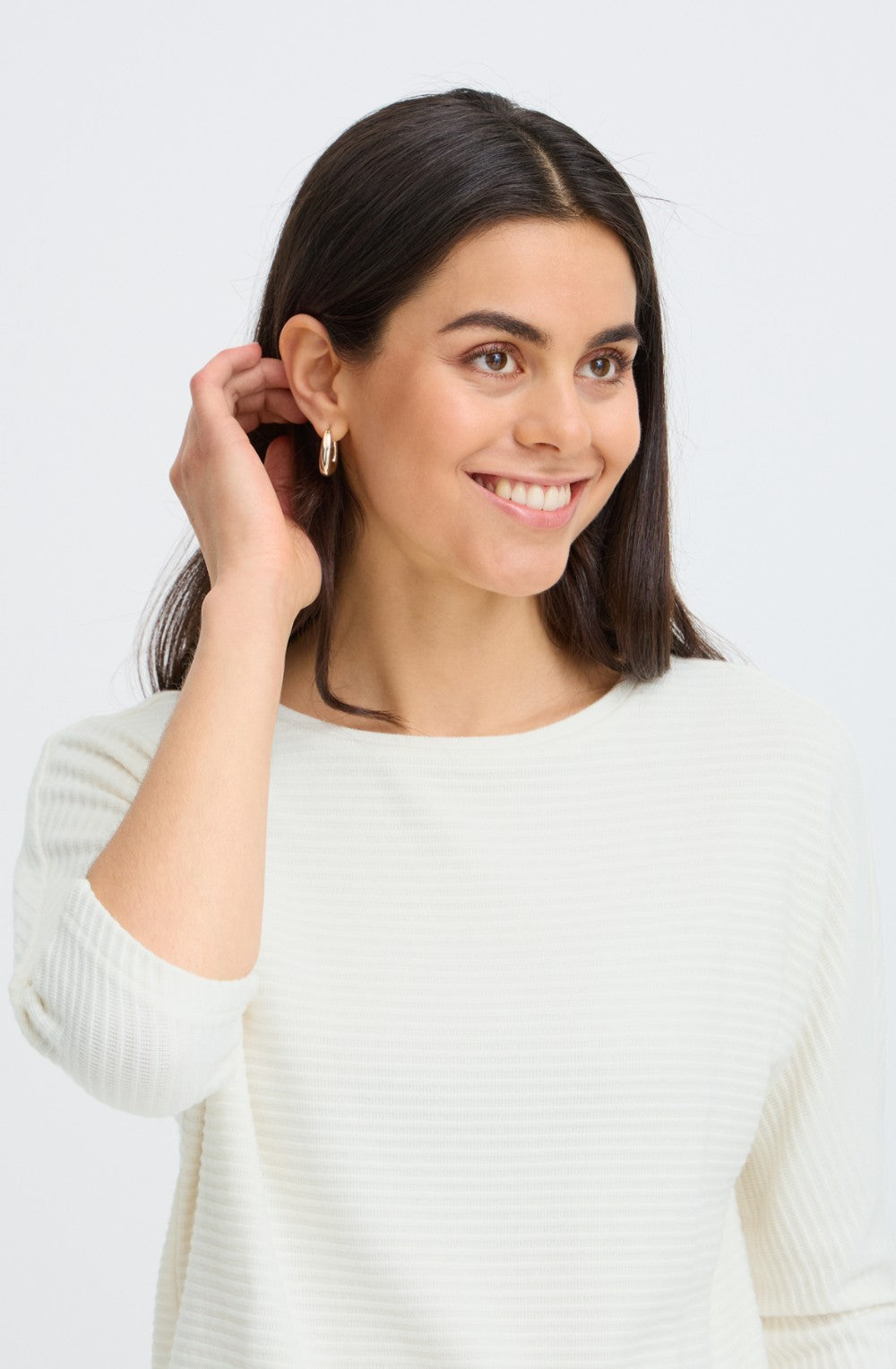 Whisper White Textured Striped Jumper