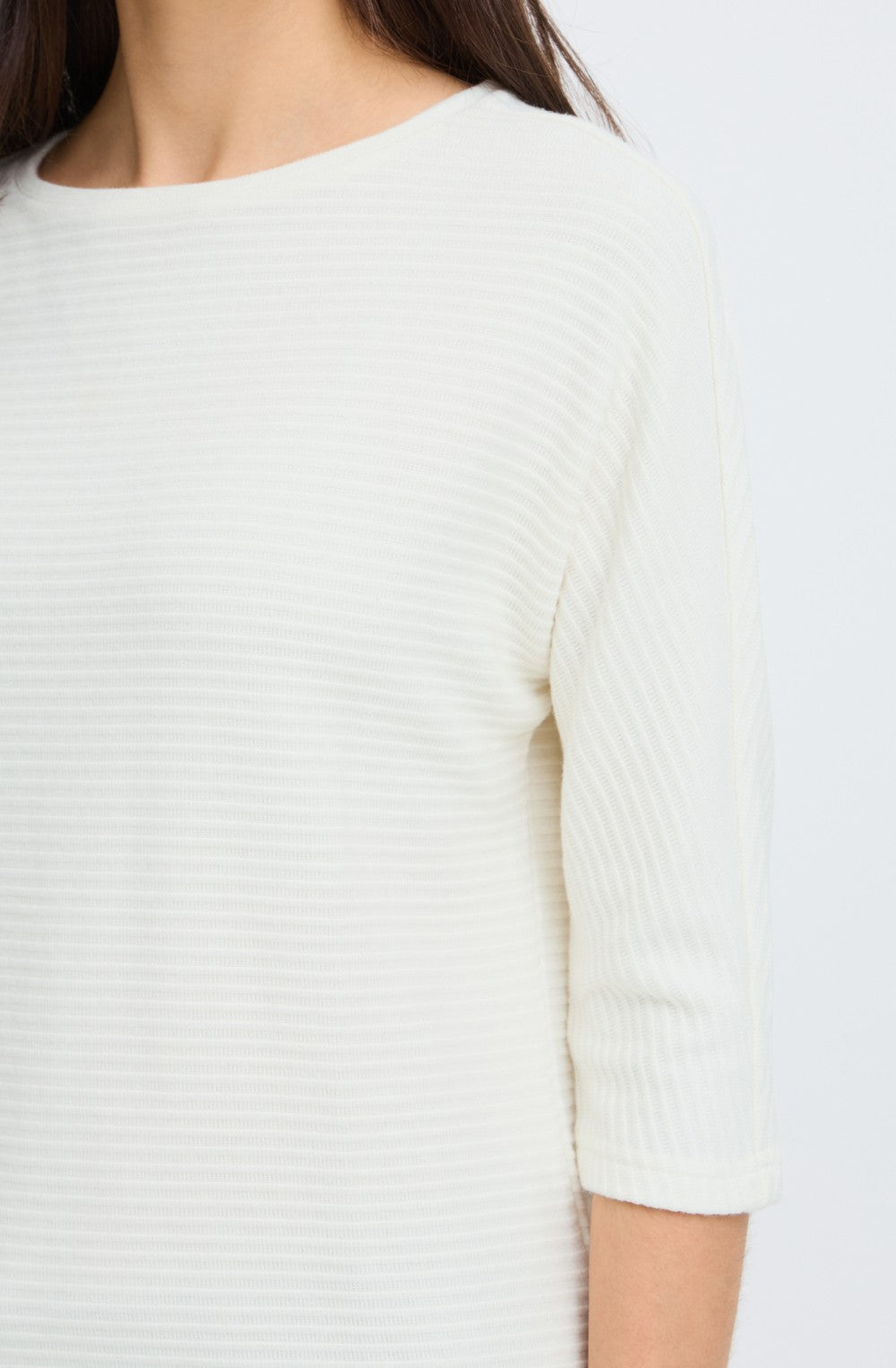 Whisper White Textured Striped Jumper