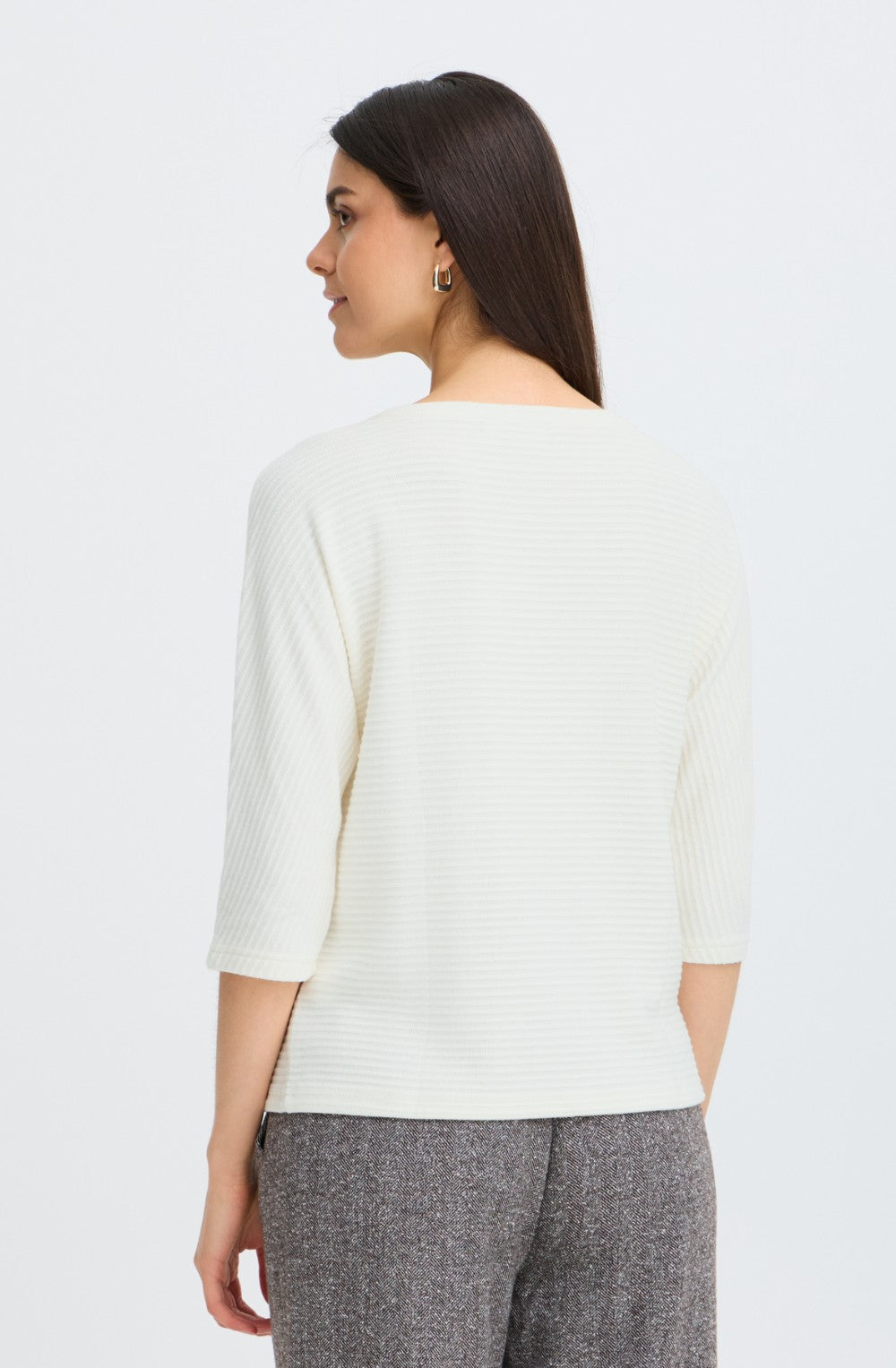 Whisper White Textured Striped Jumper