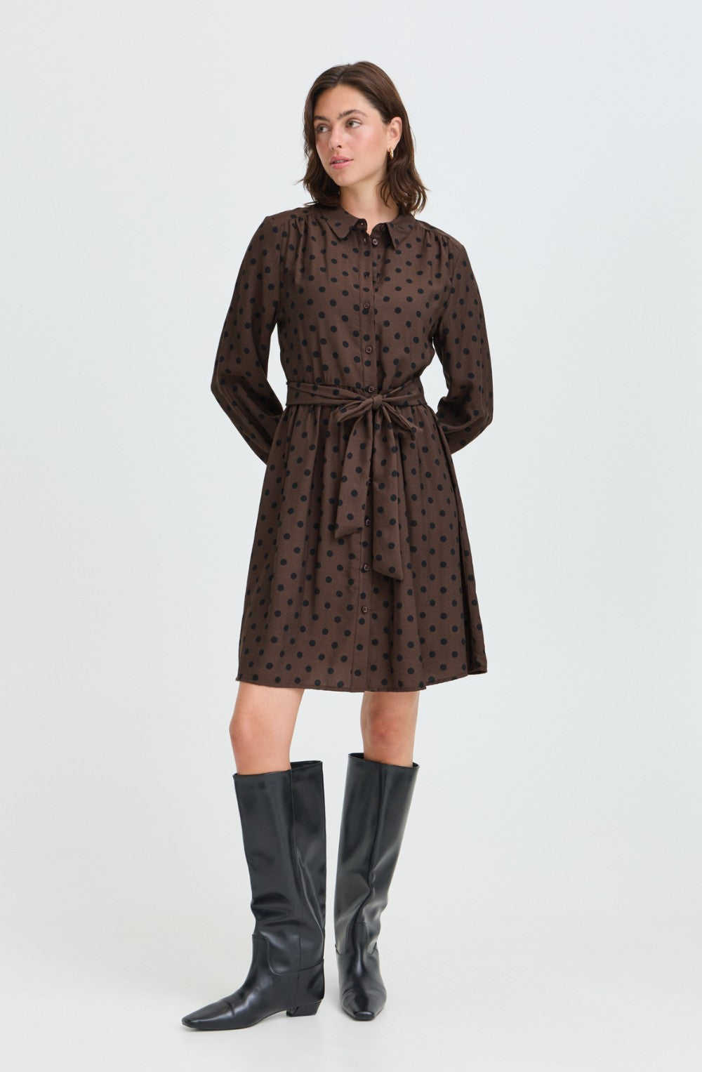 Hot Fudge Spot Print Shirt Dress