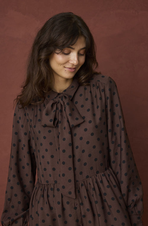 Hot Fudge Spot Print Shirt Dress