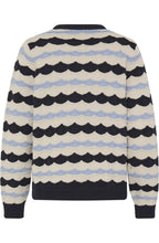 Textured Scalloped Striped Knit Jumper
