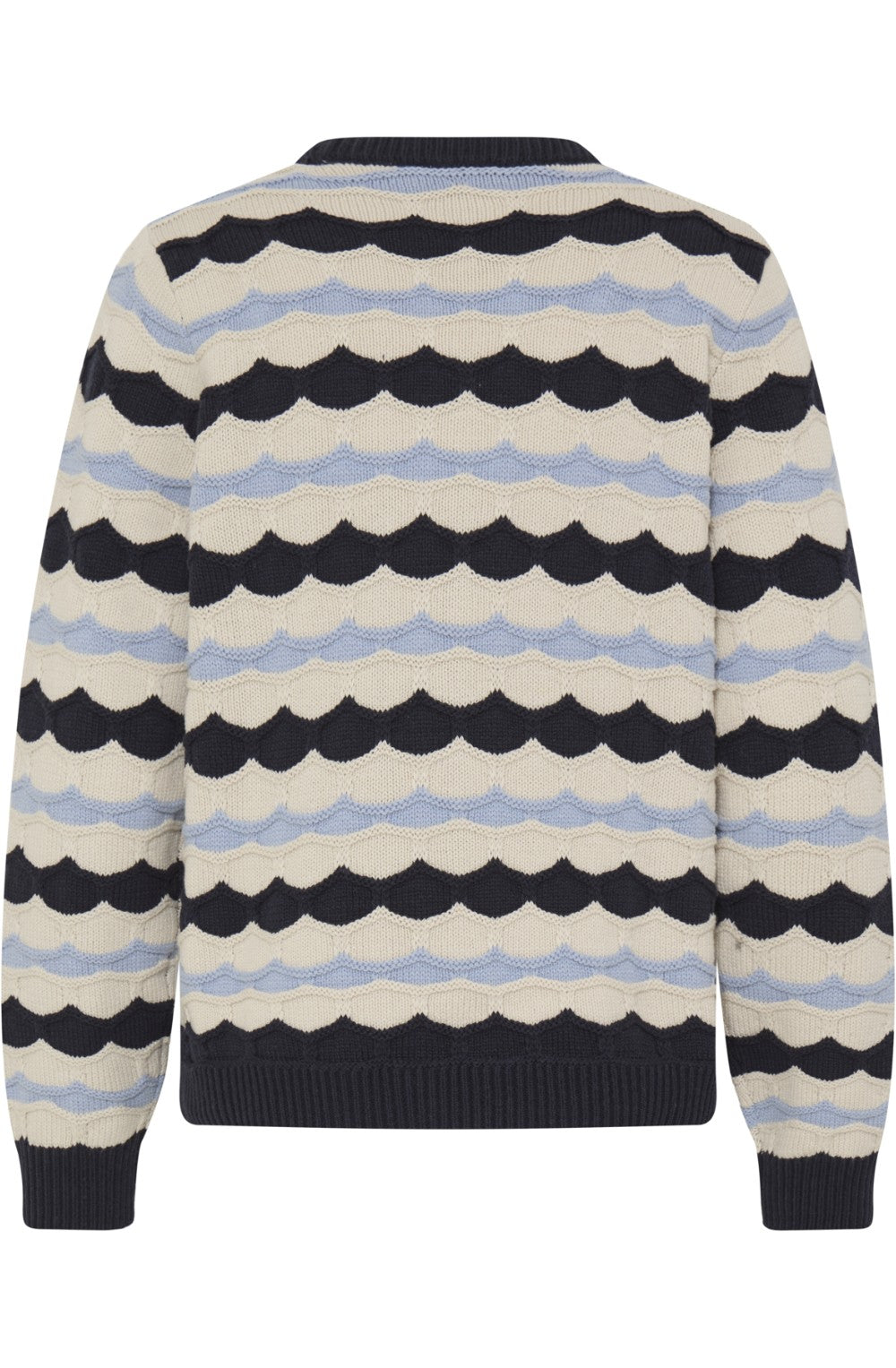 Textured Scalloped Striped Knit Jumper