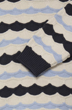 Textured Scalloped Striped Knit Jumper