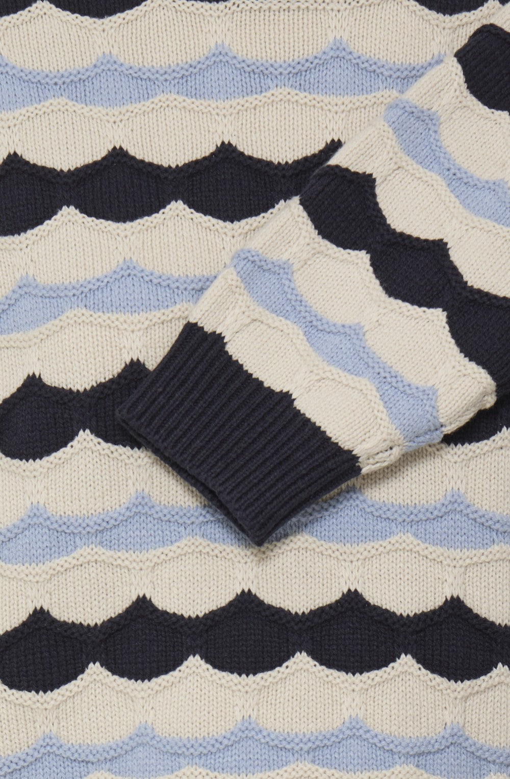 Textured Scalloped Striped Knit Jumper