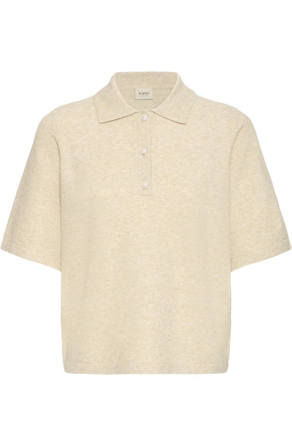 Oatmeal Melange Polo Style Jumper