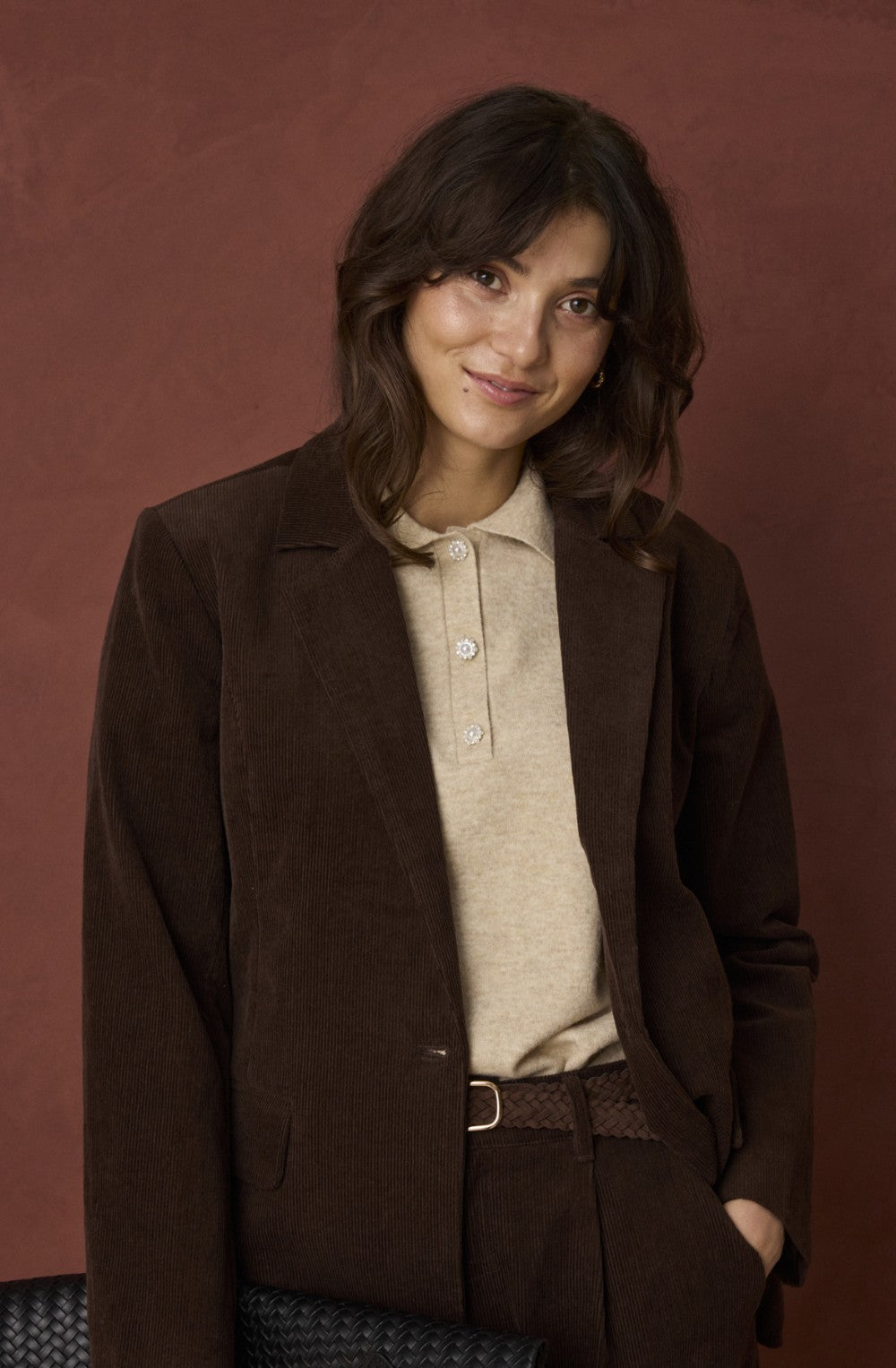 Oatmeal Melange Polo Style Jumper