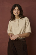 Oatmeal Melange Polo Style Jumper