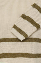 Oatmeal & Olive Striped Ribbed Knit Jumper