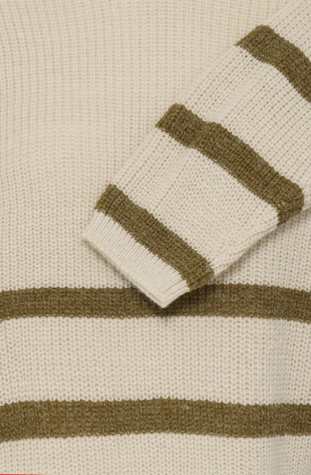Oatmeal & Olive Striped Ribbed Knit Jumper