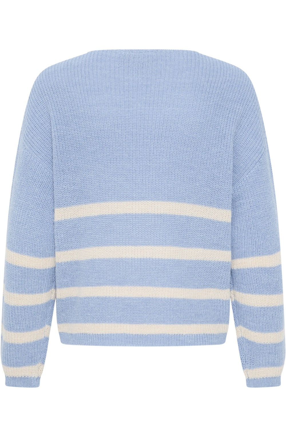 Blue & Cream Striped Ribbed Knit Jumper