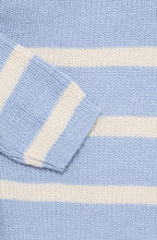 Blue & Cream Striped Ribbed Knit Jumper