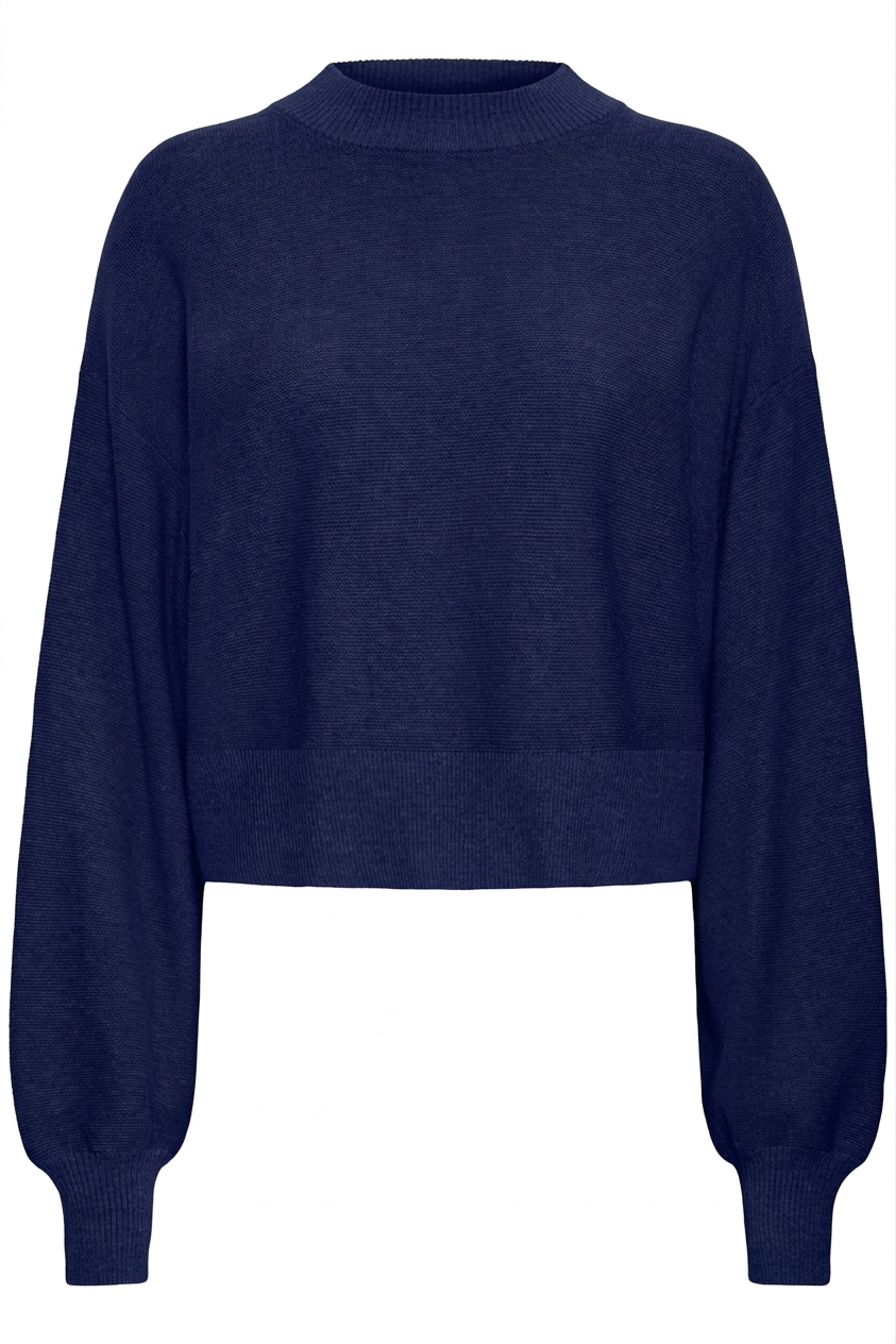 Salute Blue High Neck Knit Jumper