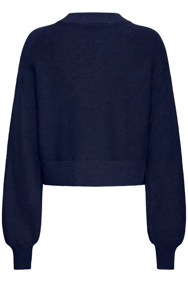 Salute Blue High Neck Knit Jumper