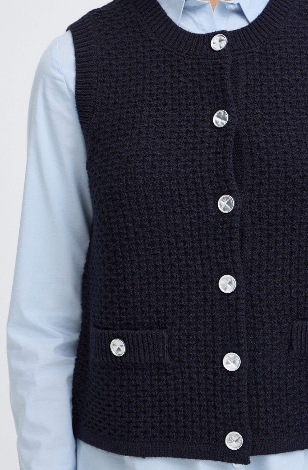 Salute Blue Waffle Knit Waistcoat