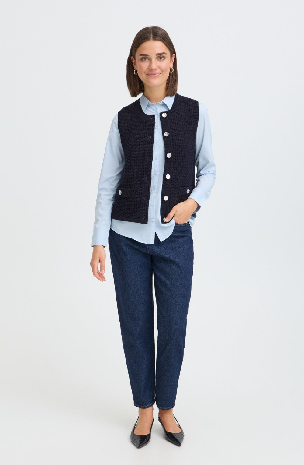 Salute Blue Waffle Knit Waistcoat