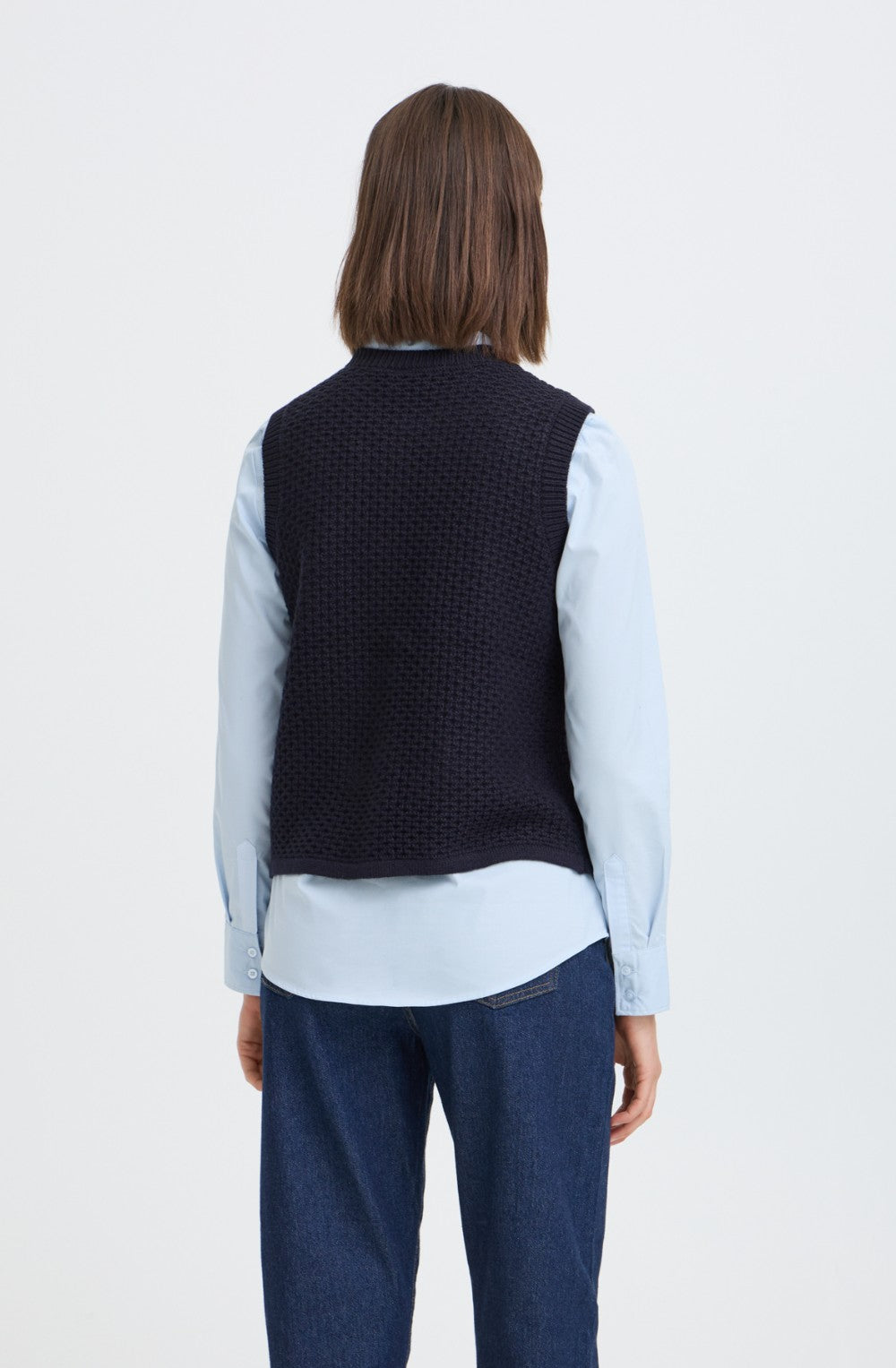 Salute Blue Waffle Knit Waistcoat