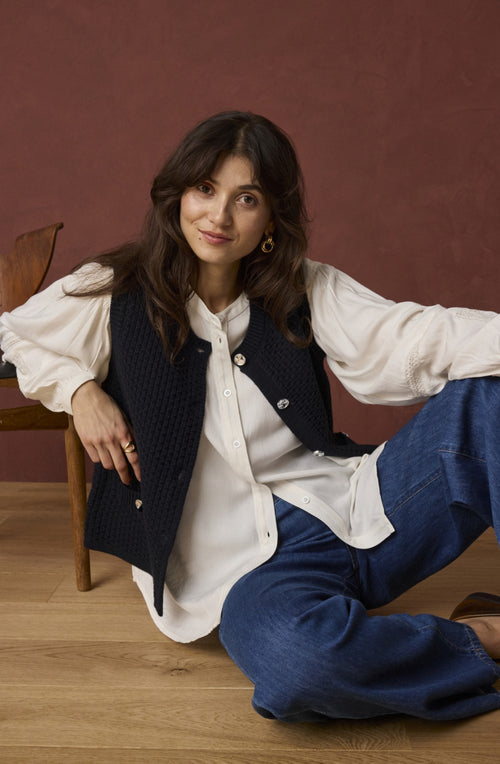 Salute Blue Waffle Knit Waistcoat