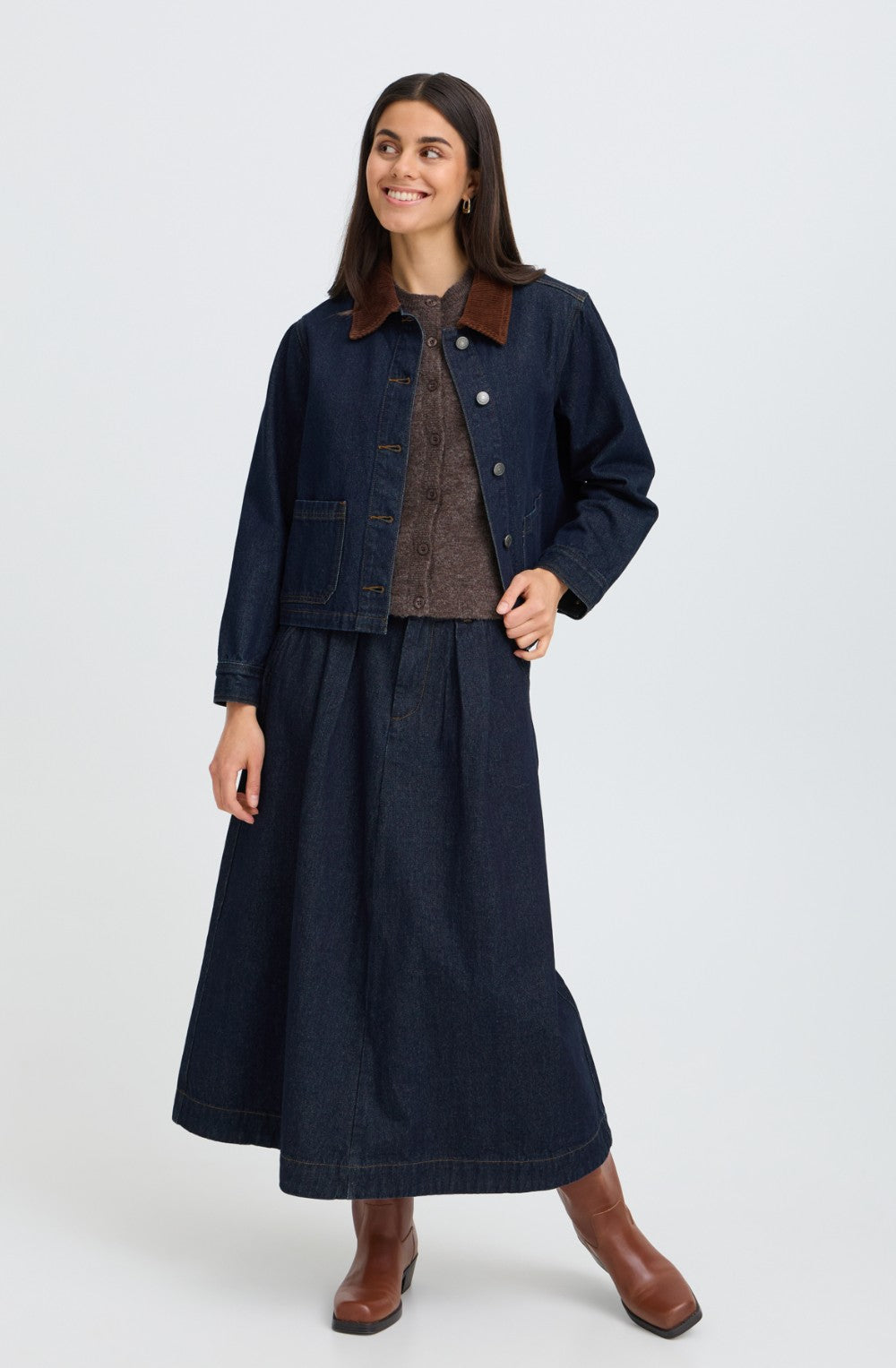Dark Denim A-Line Skirt
