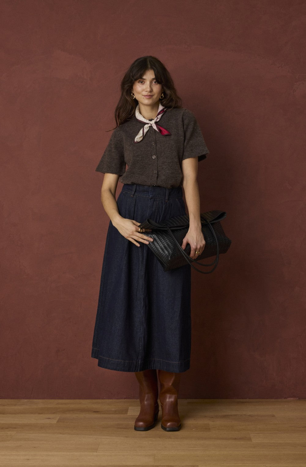 Dark Denim A-Line Skirt