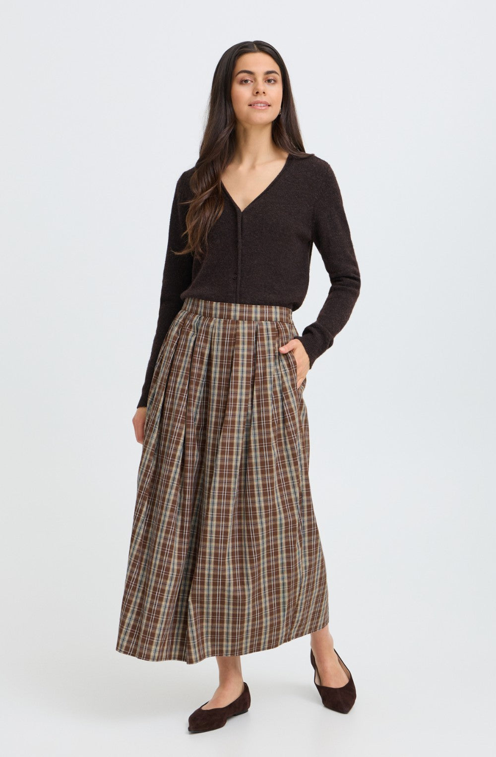 Hot Fudge Check A-LIne Skirt