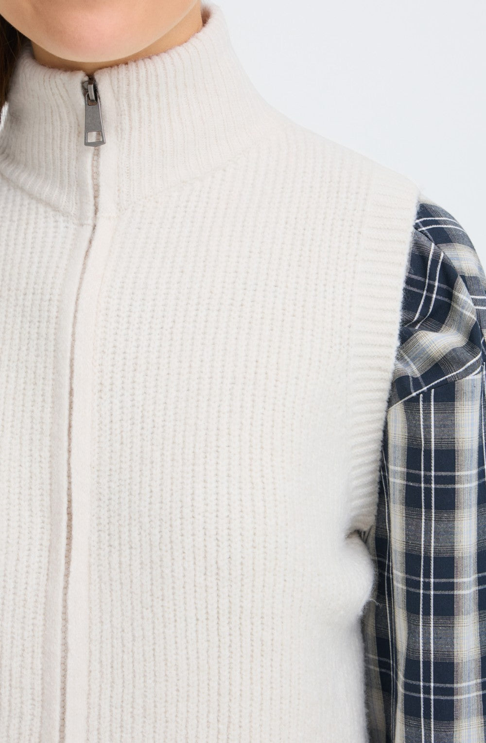Whisper White Ribbed Knit Waistcoat