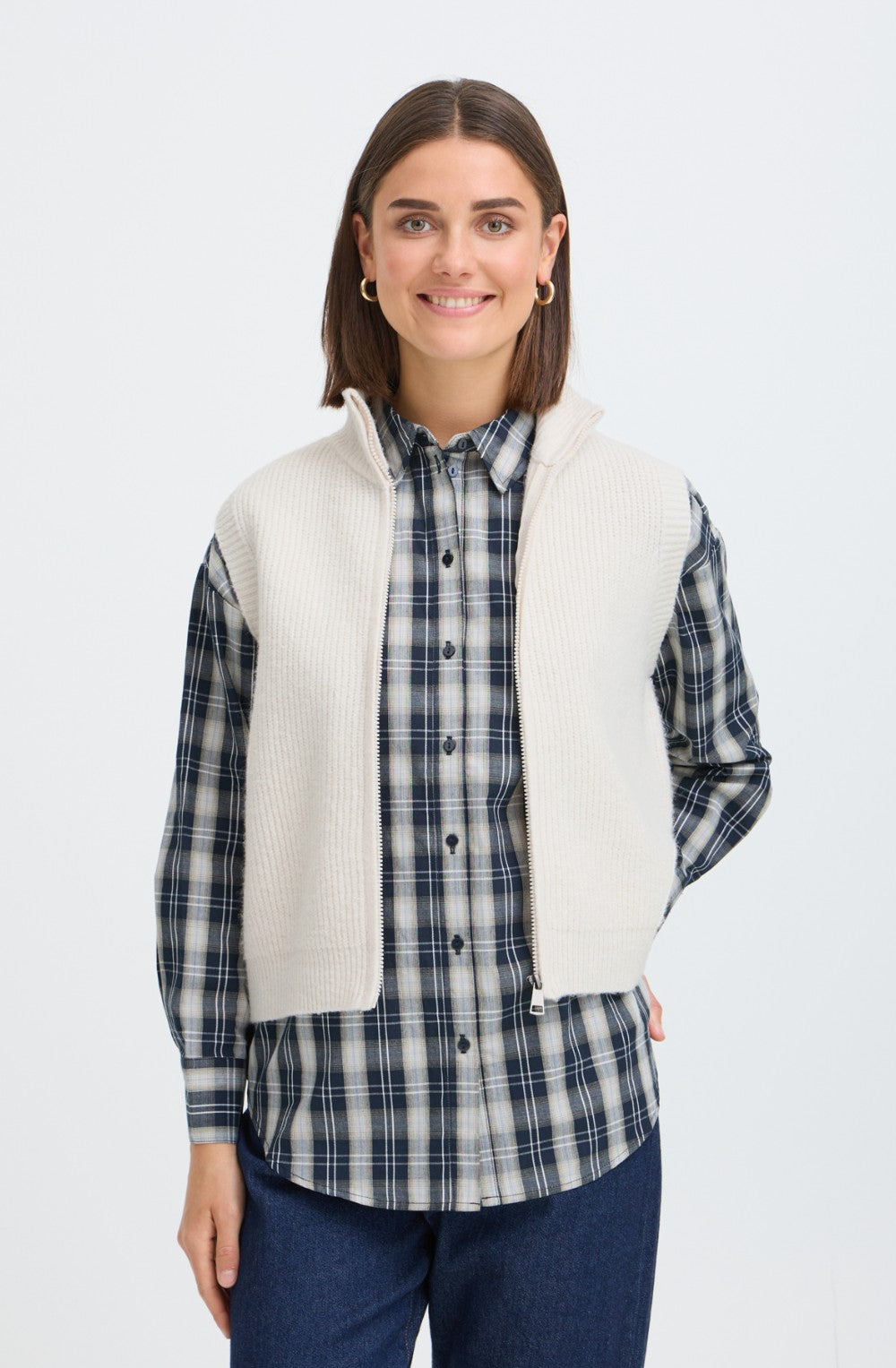 Whisper White Ribbed Knit Waistcoat