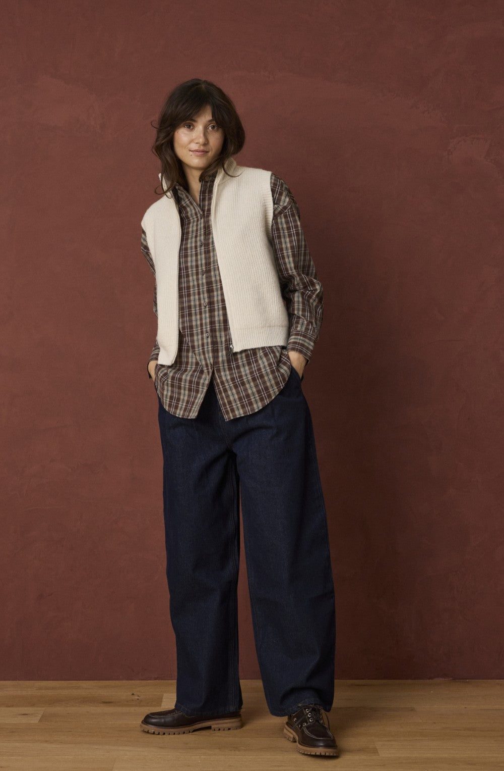 Whisper White Ribbed Knit Waistcoat