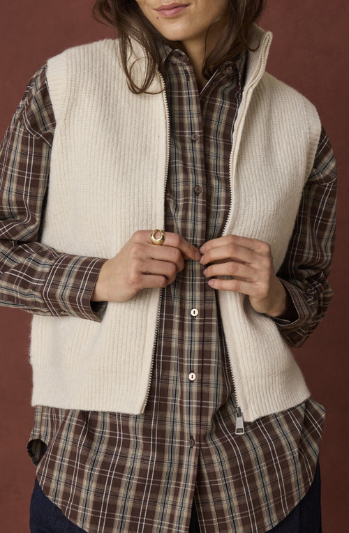 Whisper White Ribbed Knit Waistcoat