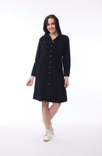 Black Corduroy Shirt Dress