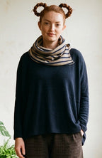 Alpaca and Navy Striped Split Snood