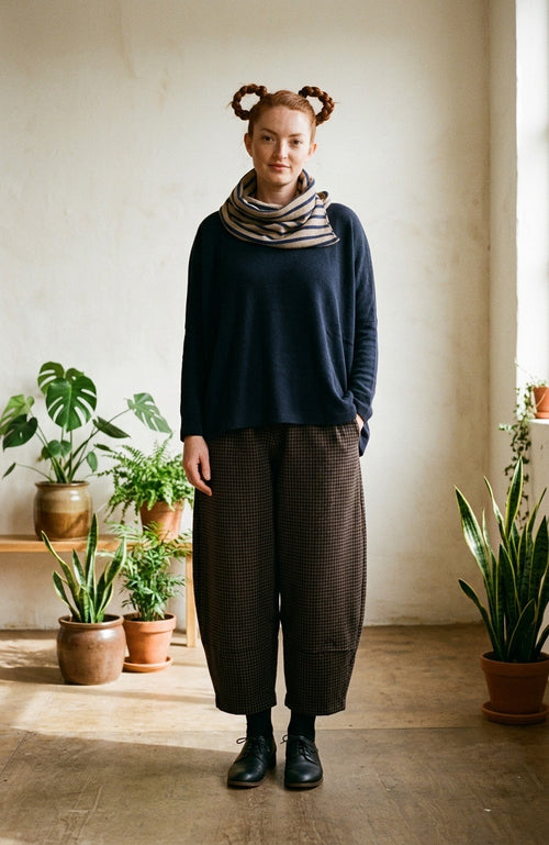 Alpaca and Navy Striped Split Snood