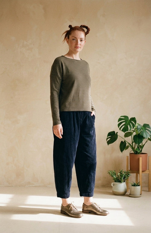 Notte and Alpaca Stripe Staggered Hem Alison Jumper